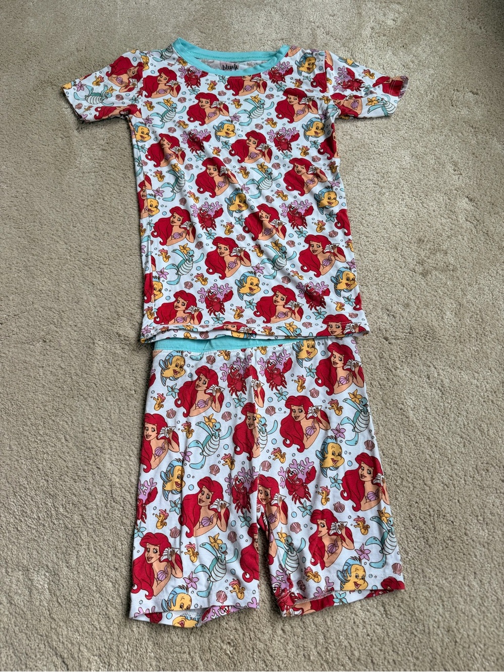Blush Lotus Ariel & Friends Under The Seat Pajama Set EUC 5/6